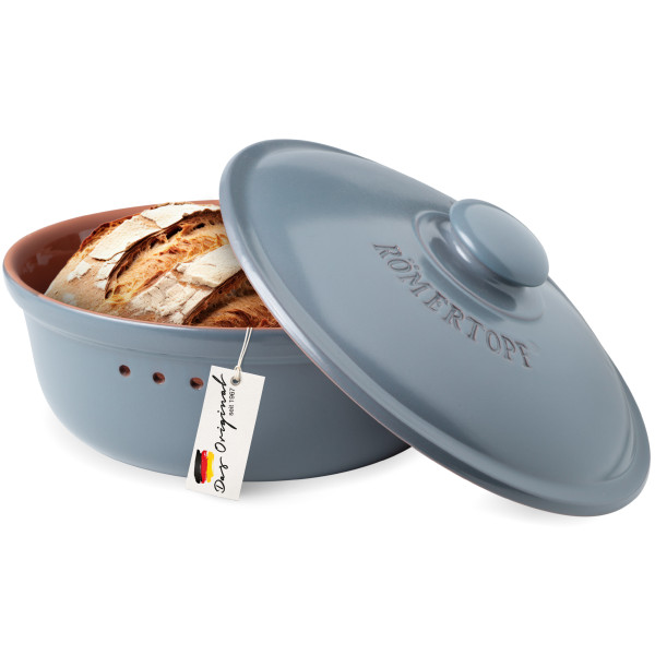 Römertopf Brotfrische Topf rund Blau Grau 9185292 Made in Germany